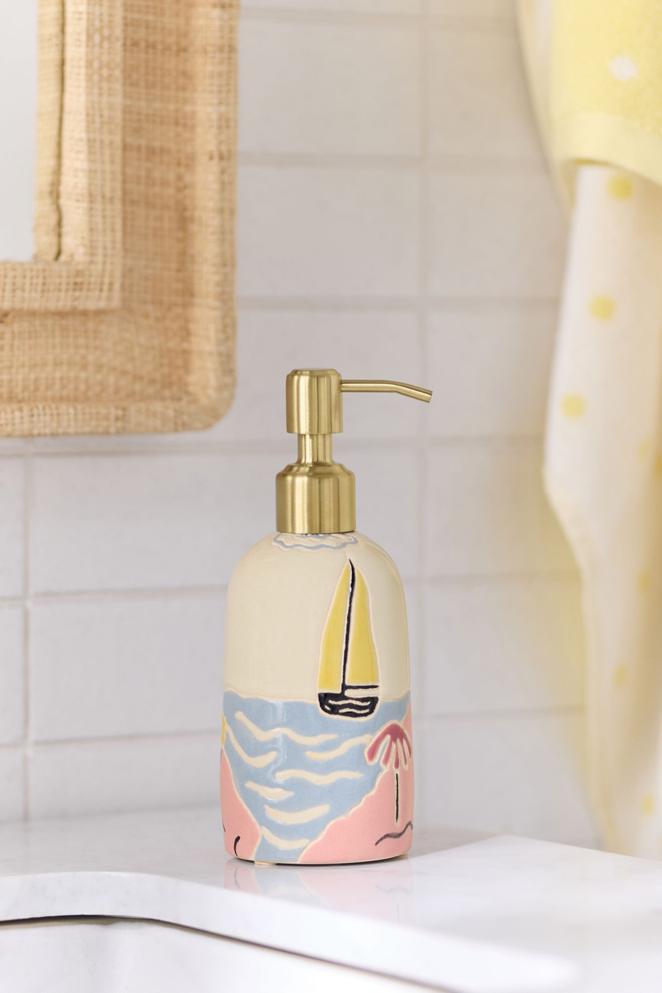 Hand-Painted Ceramic Soap Dispenser - La Mer, One Size