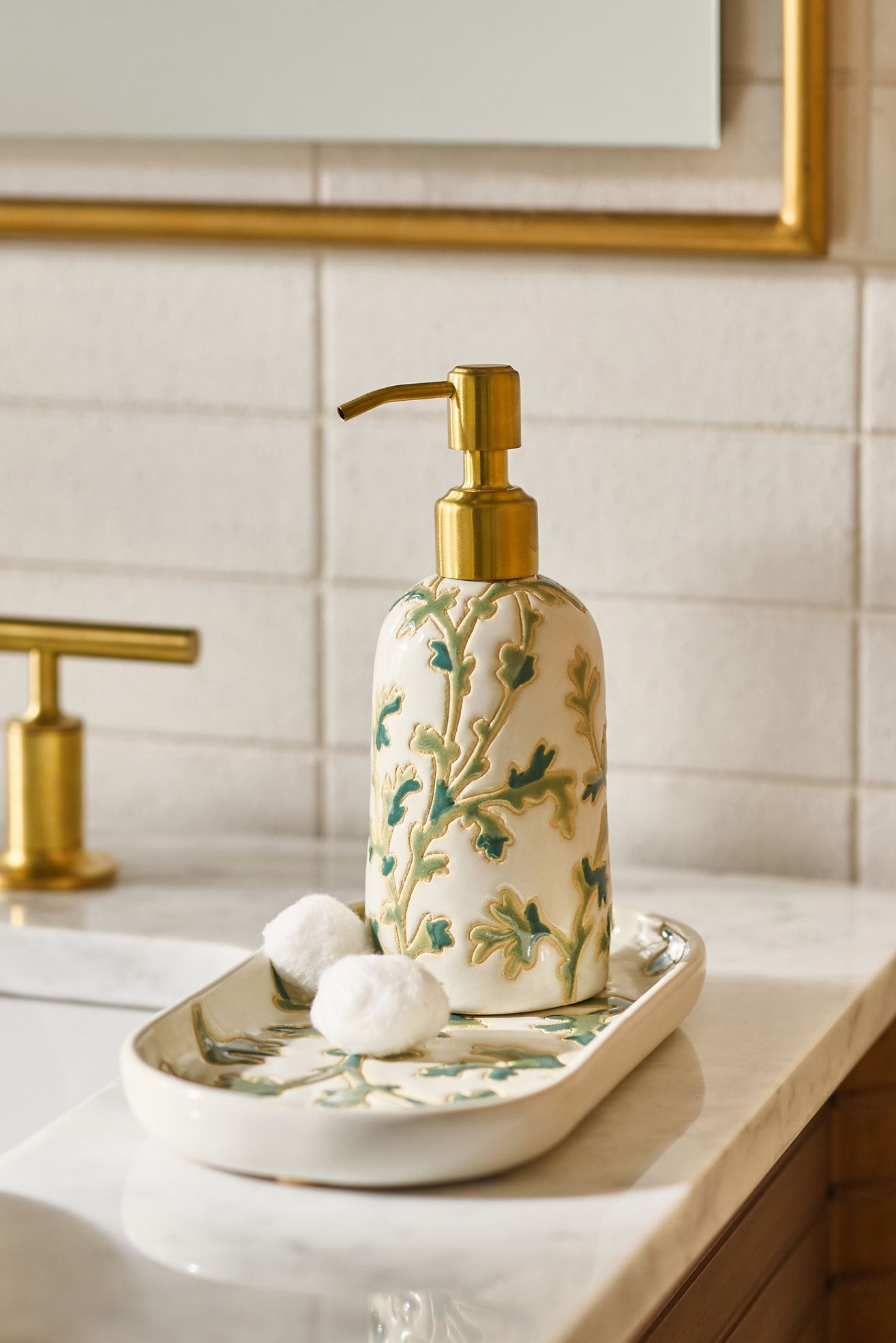 Printed Ceramic Soap Dispenser - Irena, One Size