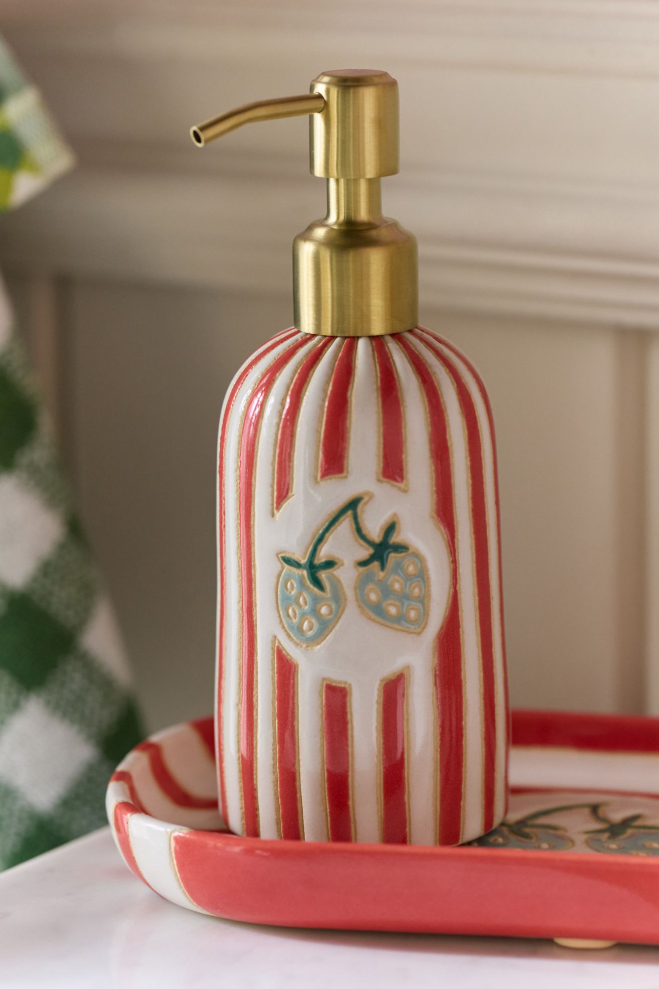 Printed Ceramic Soap Dispenser - Lillie, One Size