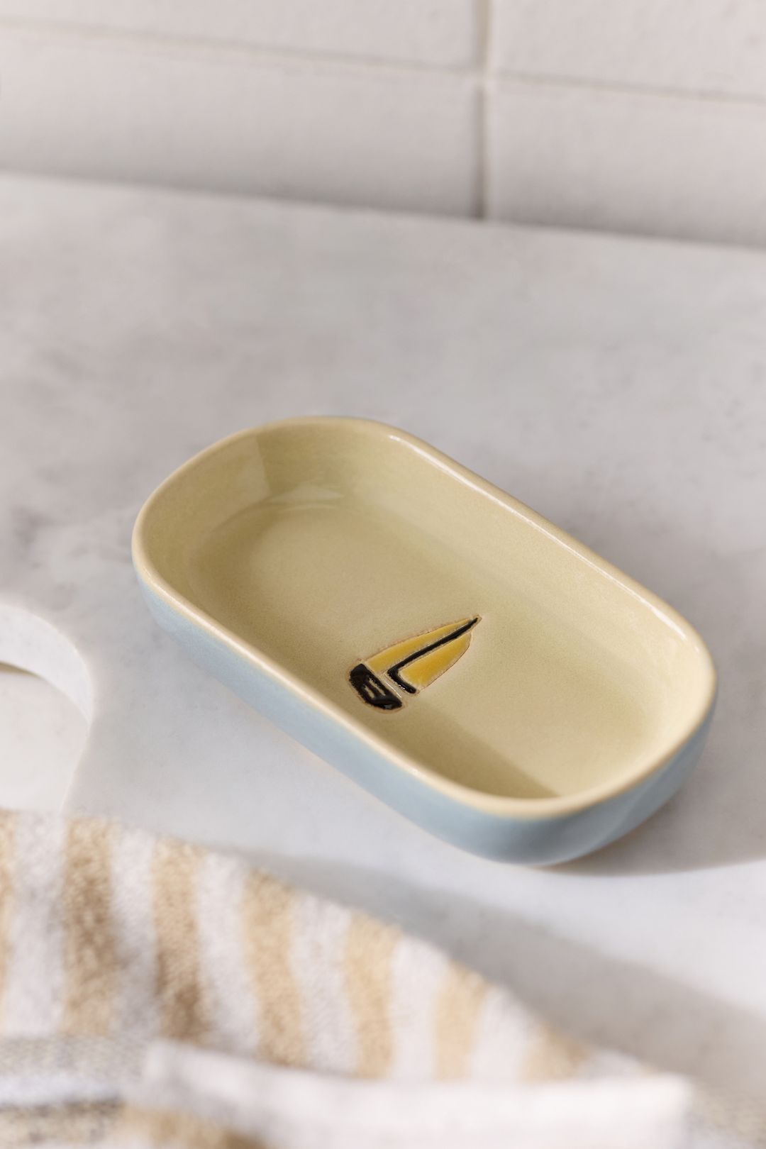 Hand-Painted Ceramic Soap Dish - La Mer, One Size