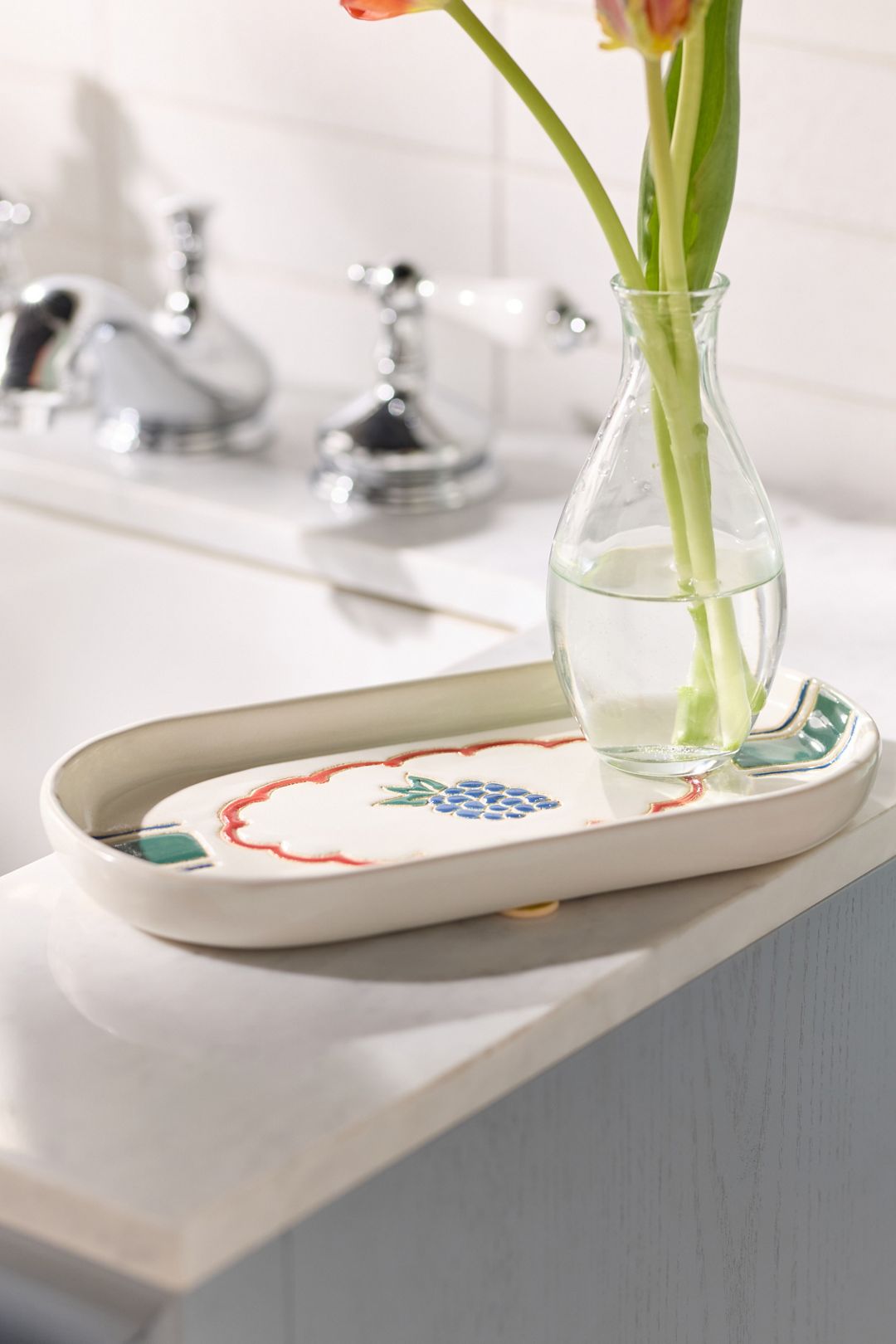 Printed Ceramic Bath Tray - Anja White, One Size