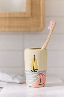 Hand-Painted Ceramic Toothbrush Holder