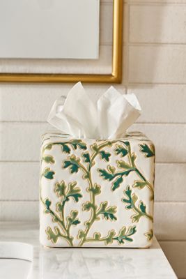 By Anthropologie Printed Ceramic Tissue Box