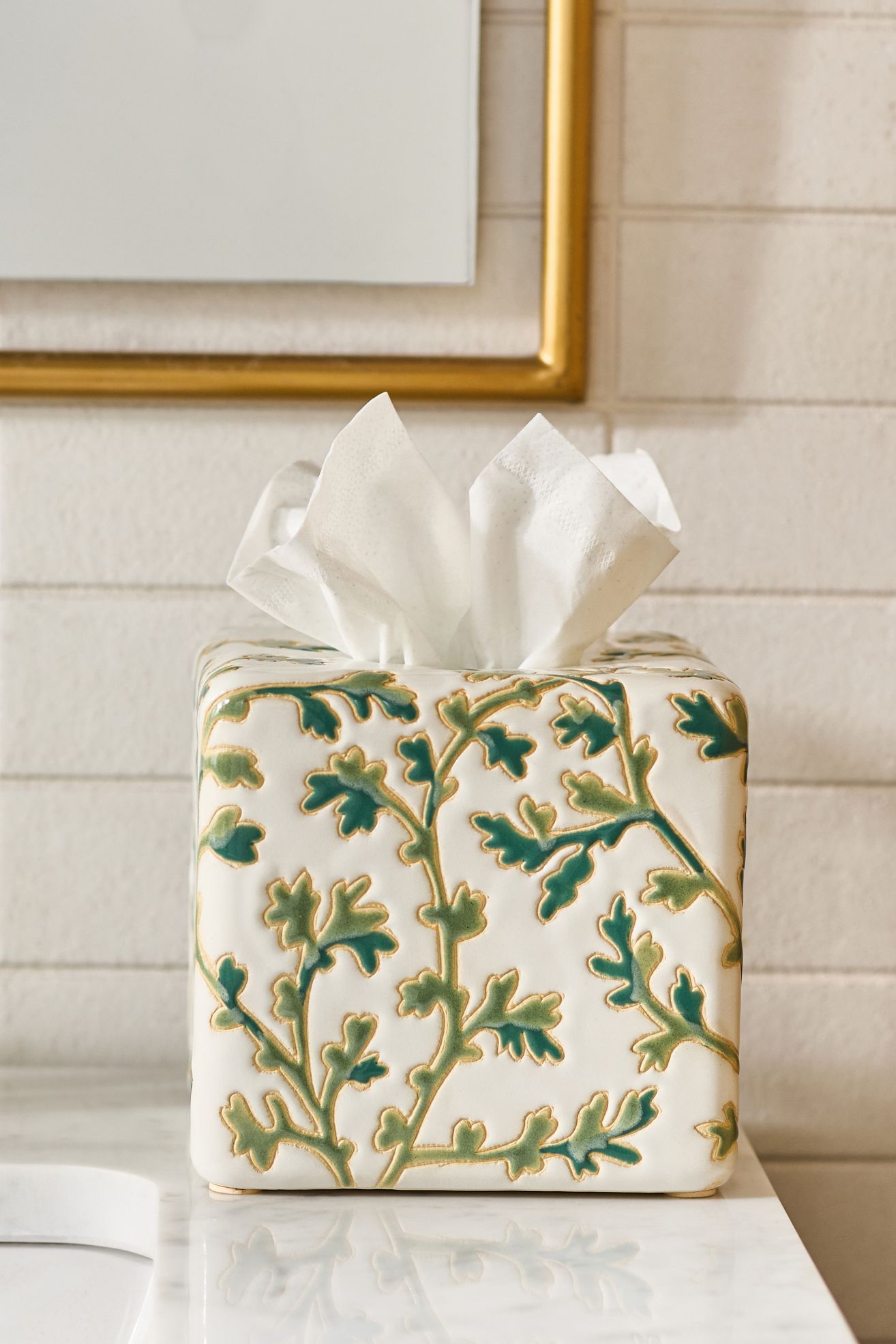 Printed Ceramic Tissue Box - Irena, Standard, One Size