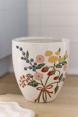 Hand-Painted Ceramic Waste Bin