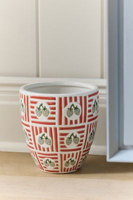 Hand-Painted Ceramic Waste Bin