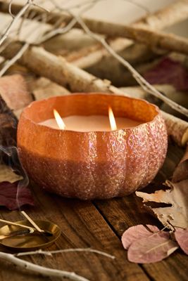 Beaded Pumpkin Candle