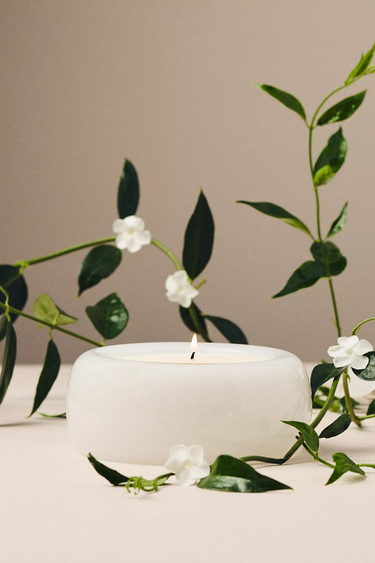 Slow Burn Glass Handblown Floral Jasmine Glass Candle