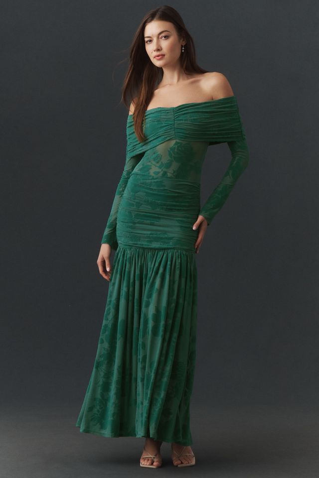 AFRM Emmeline Flocked Off-Shoulder Maxi Dress #2