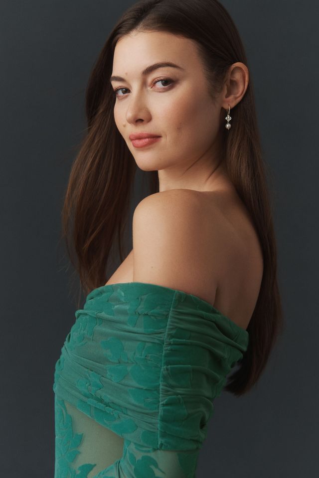 AFRM Emmeline Flocked Off-Shoulder Maxi Dress #3