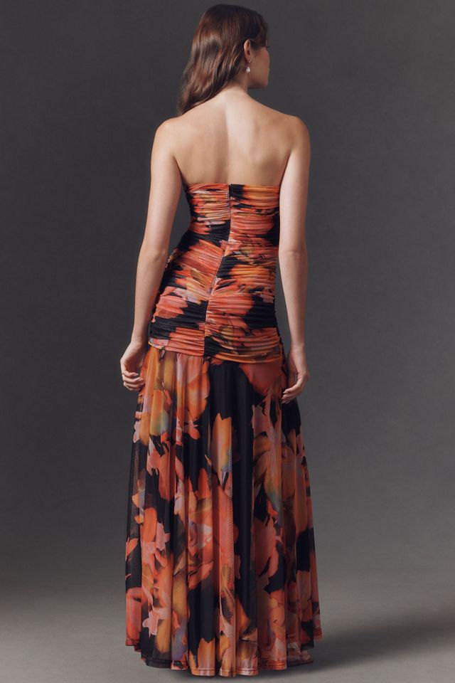 Hutch Strapless Mesh Drop-Waist Maxi Dress #1