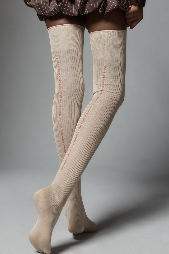 Maria La Rosa Silk Blend Over-The-Knee Writings Socks #1