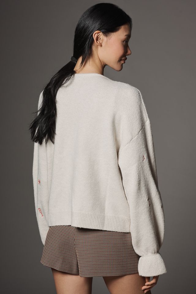 Flat White Tie-Front Holiday Icon Cardigan Sweater #2