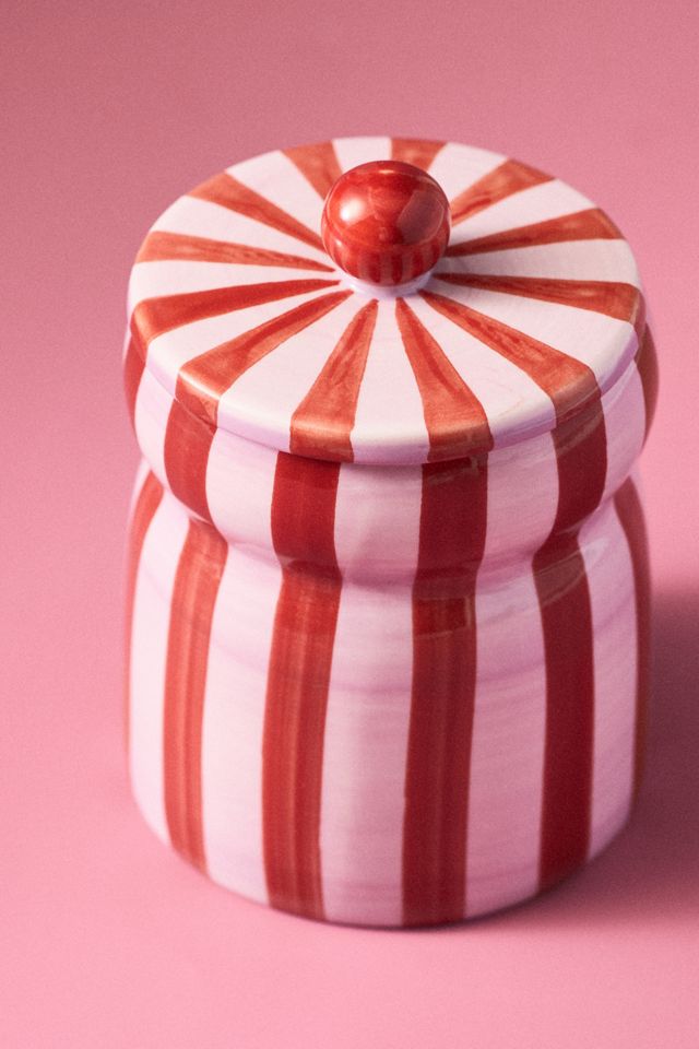 Paddywax Cabana Pink Peppermint Striped Ceramic Candle #1