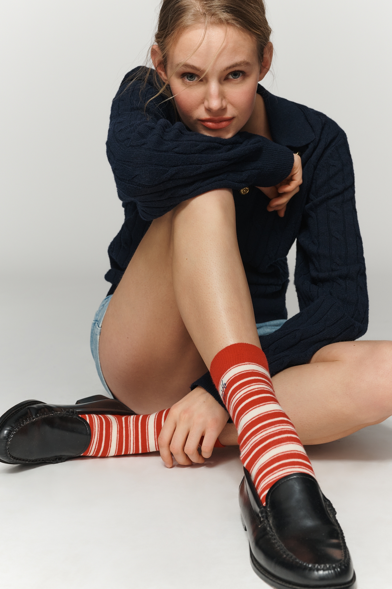 Damson Madder Striped Calf Socks