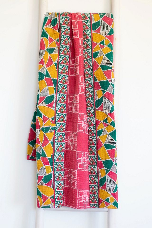 Roan Iris One-of-a-kind Kantha Quilted Throw Blanket No. 07263 #1