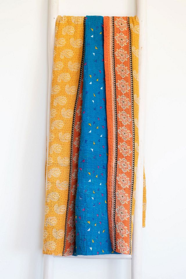 Roan Iris One-of-a-kind Kantha Quilted Throw Blanket No. 07265 #1