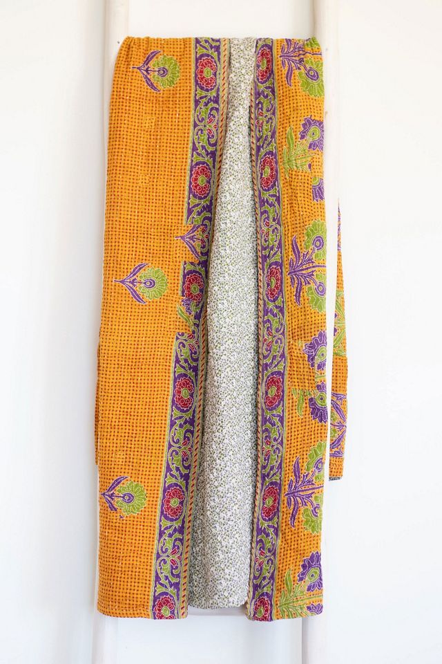 Roan Iris One-of-a-kind Kantha Quilted Throw Blanket No. 07273 #1