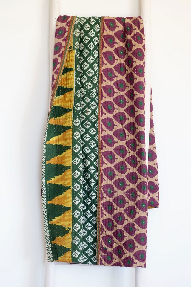 Roan Iris One-of-a-kind Kantha Quilted Throw Blanket No. 07264 #1