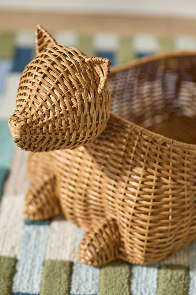 Cat Woven Wicker Basket #1
