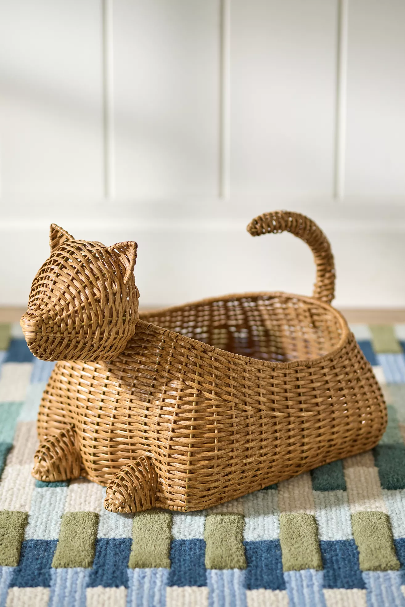 Cat Woven Wicker Basket