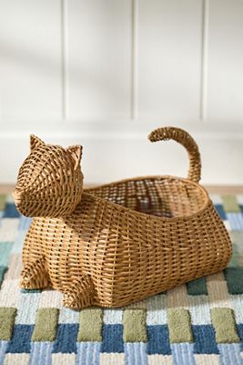 Cat Woven Wicker Basket