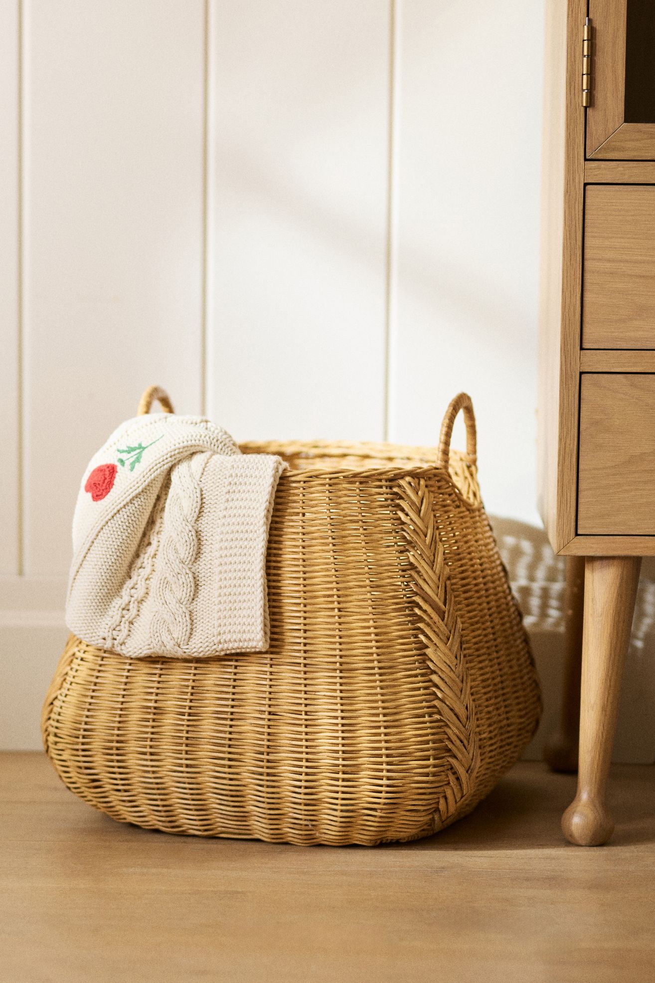 Braided Wicker Basket - Natural, One Size