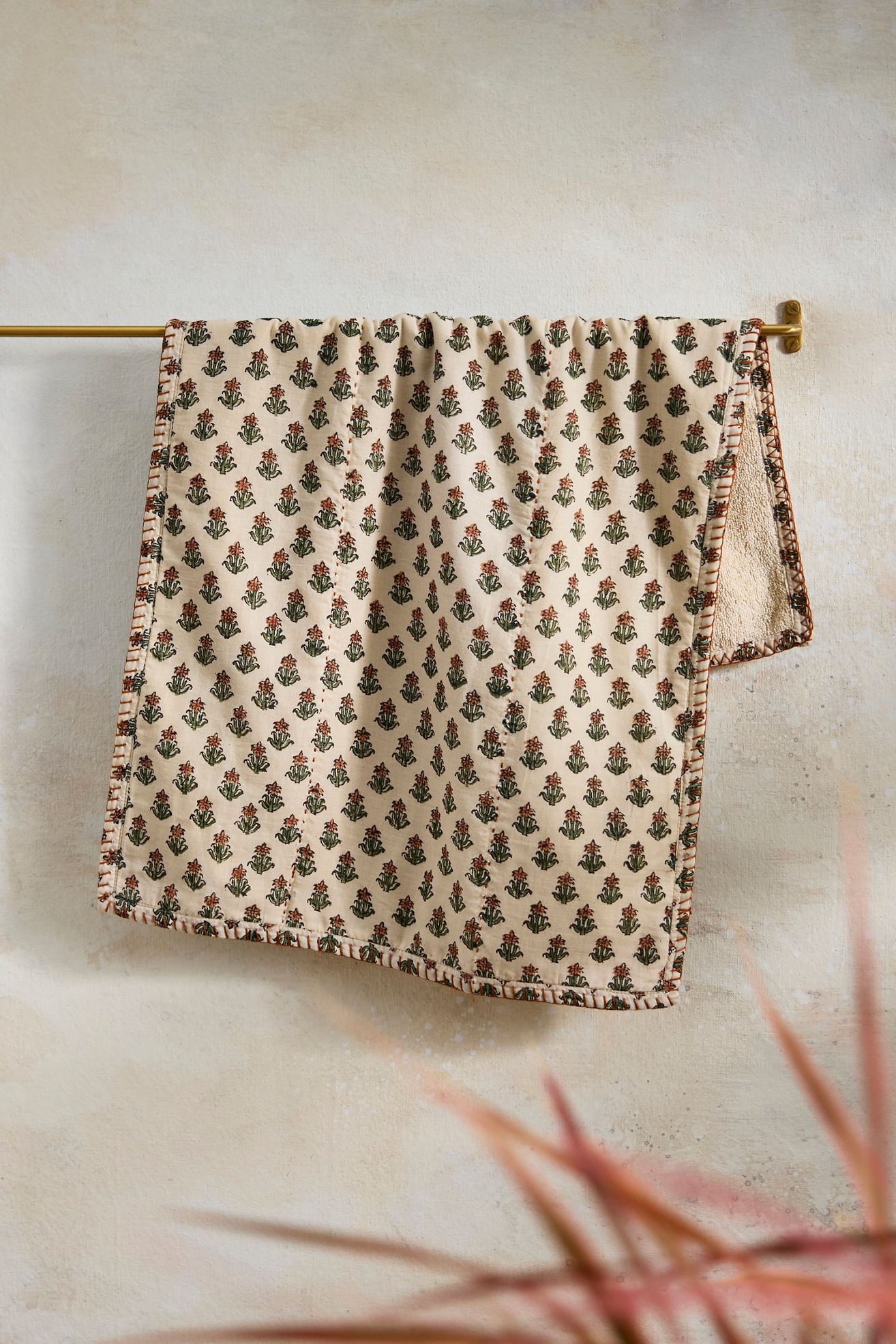 Stitched Block Print Hand Towel - Neutral, One Size