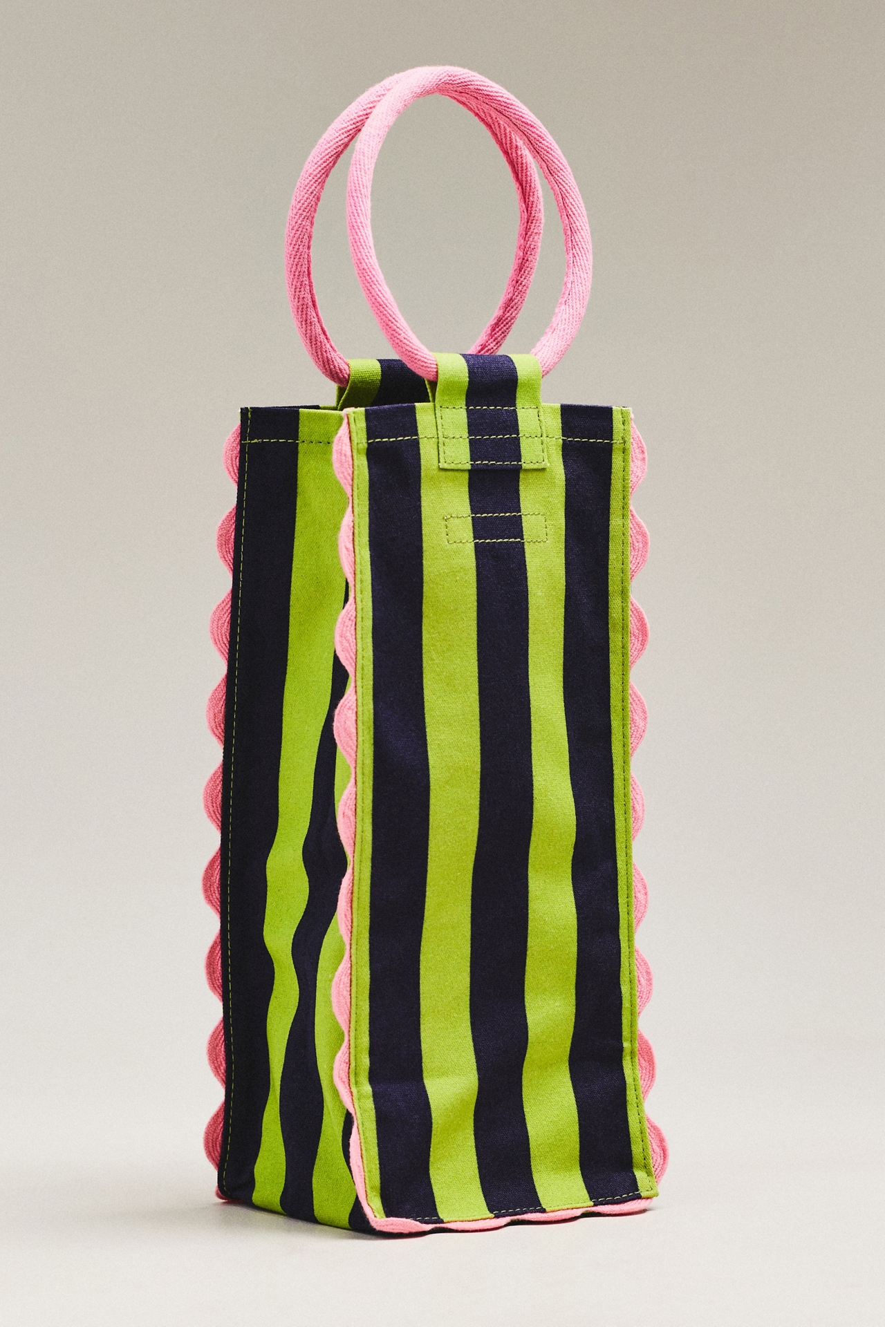 Ruffle Canvas Wine Tote Bag