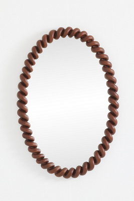 Anthropologie San Marco Braided Wood Finish Oval Wall Mirror In Brown