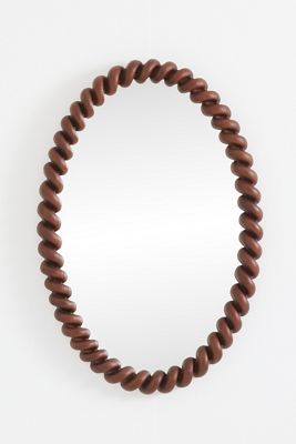 San Marco Braided Wood Finish Oval Wall Mirror