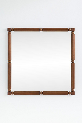Anthropologie Benedicta Wood Bead Large Square Wall Mirror In Brown