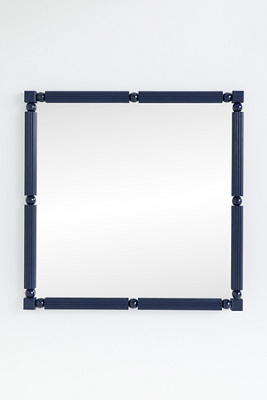 Anthropologie Benedicta Wood Bead Large Square Wall Mirror In Blue