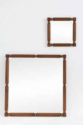 Benedicta Wood Bead Petite Square Gallery Wall Mirror