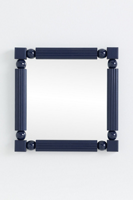 Anthropologie Benedicta Wood Bead Petite Square Gallery Wall Mirror In Blue