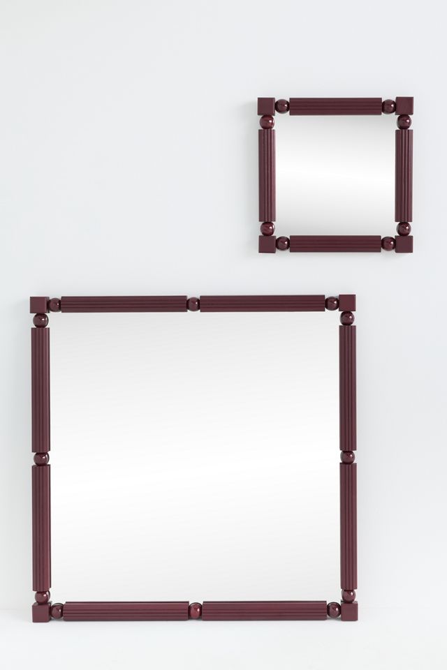 Benedicta Wood Bead Petite Square Gallery Wall Mirror #1