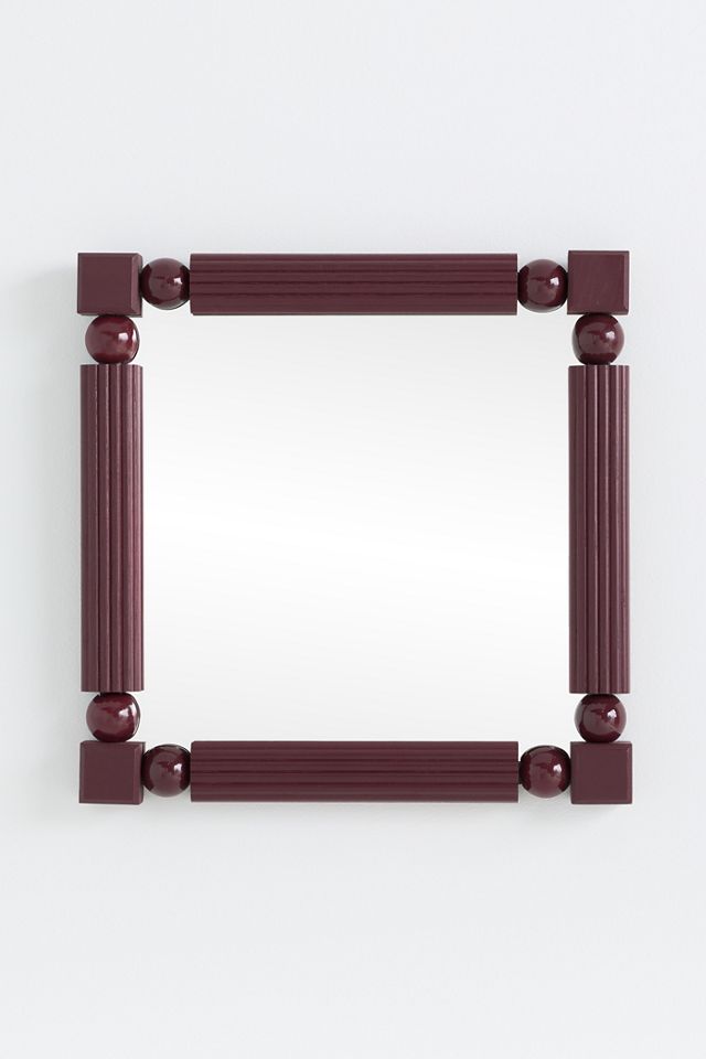 Benedicta Wood Bead Petite Square Gallery Wall Mirror #2