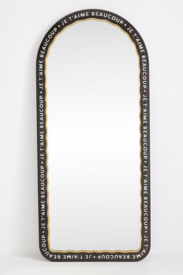 Anthropologie Claudette Text Arch Dressing Floor Mirror In Black