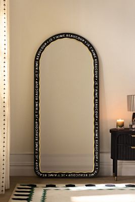 Claudette Text Arch Dressing Floor Mirror