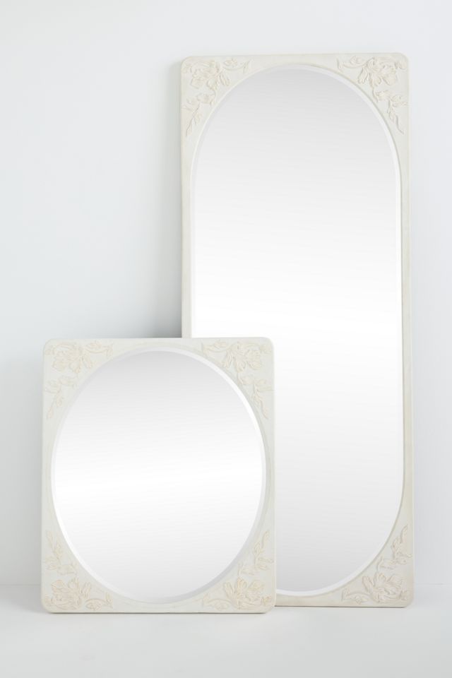 Naomi Etched Floral Rectangle Wall Mirror #1