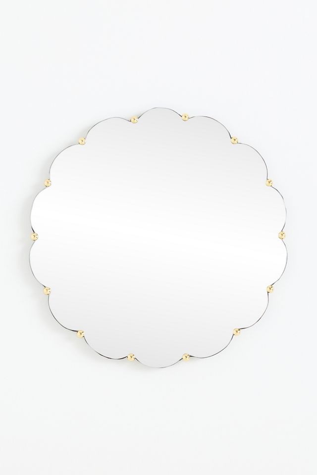 Cosette Brass Scalloped Round Wall Mirror #1