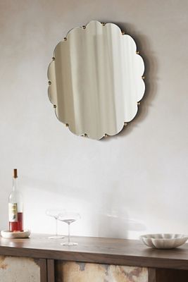 Cosette Brass Scalloped Round Wall Mirror