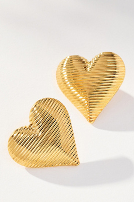 Heaven Mayhem Real Love Heart Post Earrings In Gold