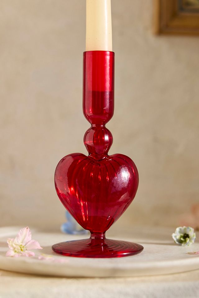Heart Glass Taper Holder #3