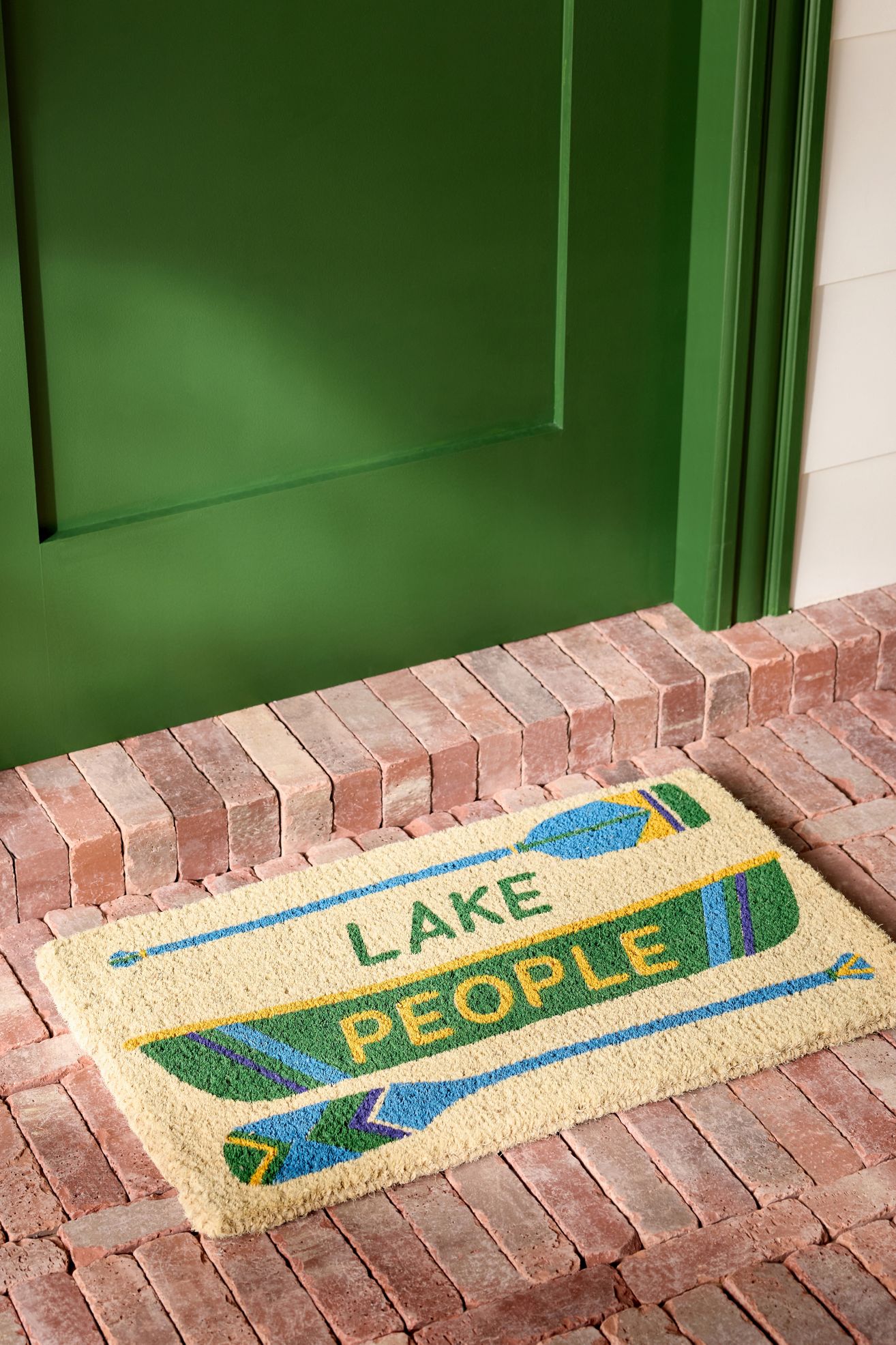 Lake People Printed Coir Doormat - Green, 18" x 30"