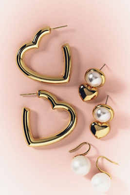By Anthropologie Heart-shaped Hoop Earrings In Gold