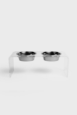 Hiddin Medium Clear Double Pet Feeder