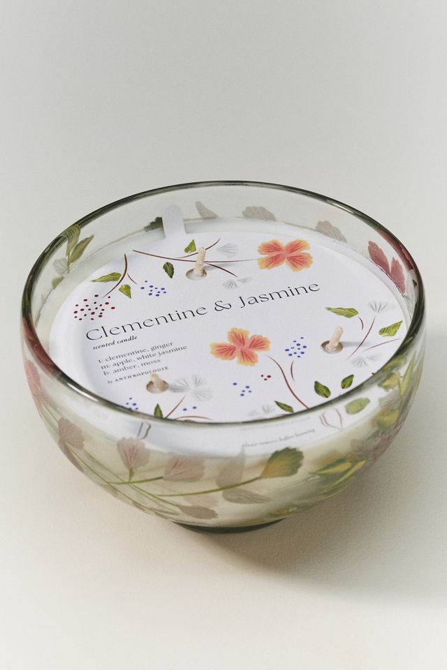 Etched Fruity Clementine & Jasmine Glass Candle | AnthroHome