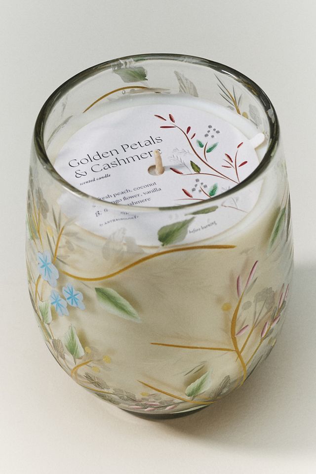 Candela in Vetro Etched Floral Petali Dorati & Cashmere #3