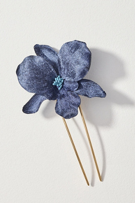 By Anthropologie Flower Bloom Hair Pin In Blue